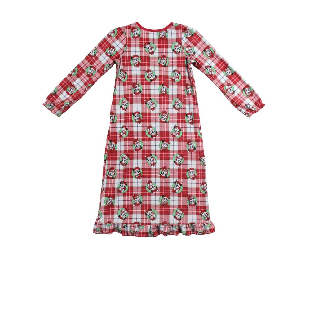Disney Minnie Mouse Girls Christmas Nightgown Size 10 Red Plaid Long Sleeve - Picture 6 of 7